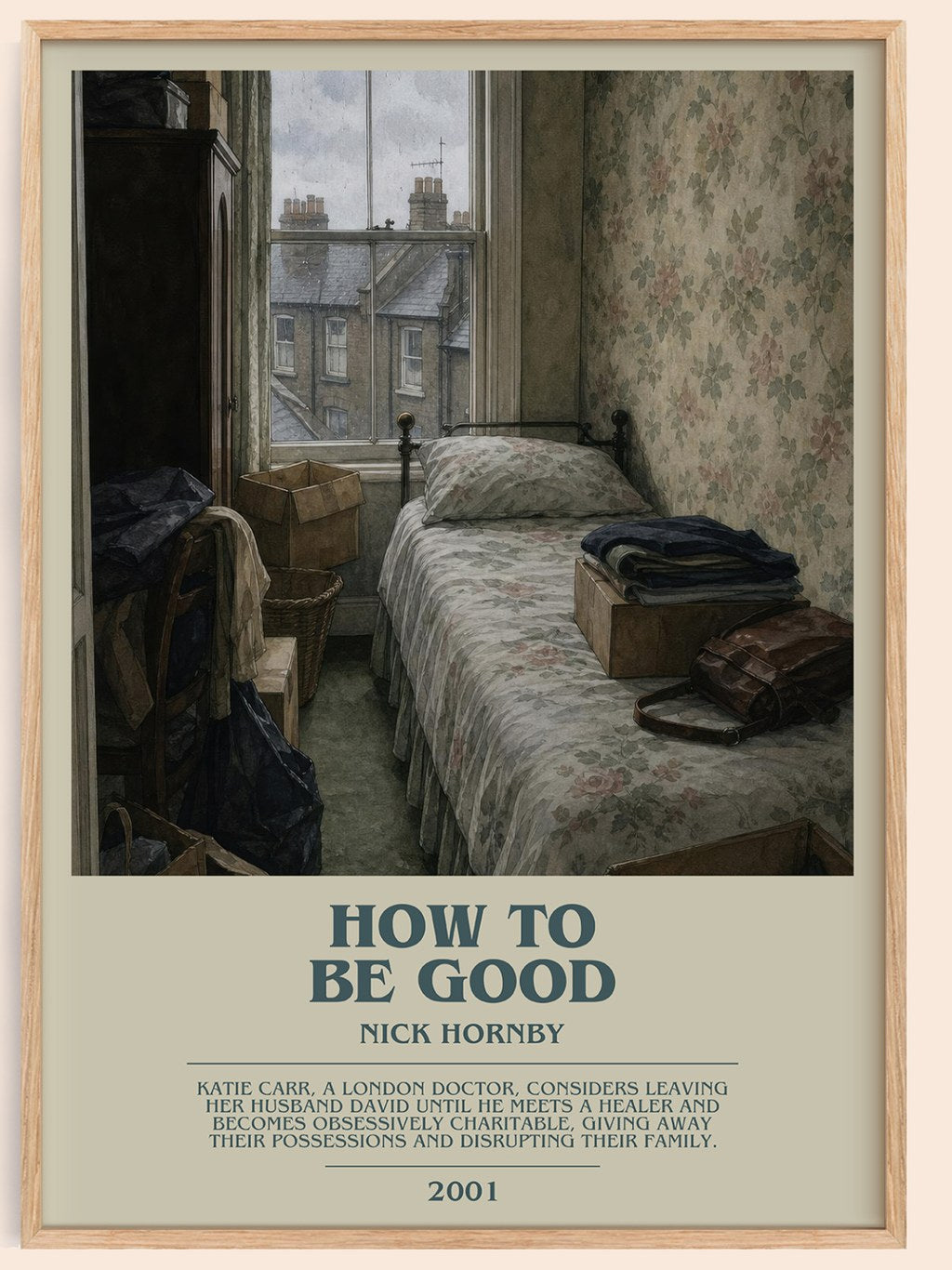 How to Be Good bookish book poster by Nick Hornby – framed literary art print