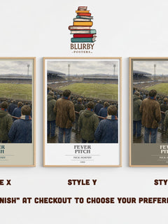 Fever Pitch book cover print in frame leaning in hallway – memoir wall art