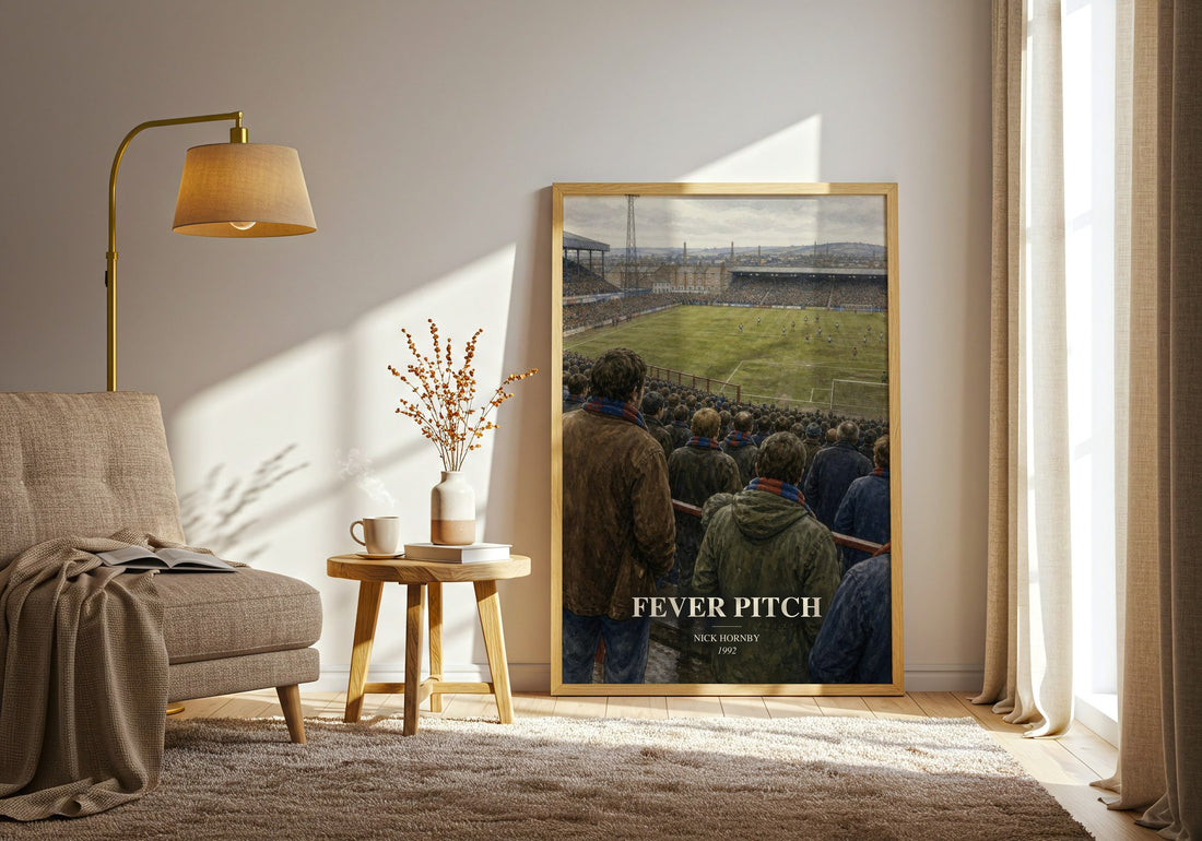 Fever Pitch watercolour print in frame leaning in hallway – memoir wall art