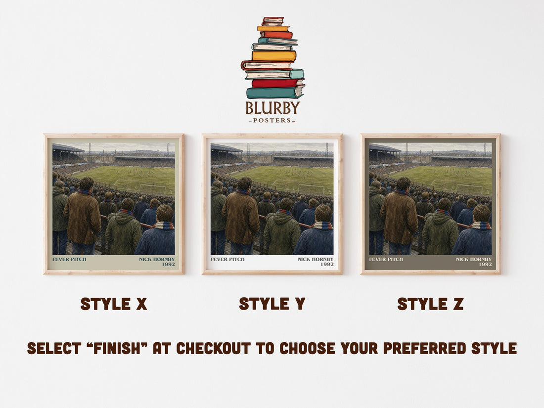 Fever Pitch literary print in frame leaning in hallway – memoir wall art (mockup)
