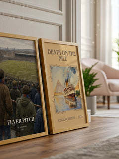 Fever Pitch watercolour print framed by window – literary home decor