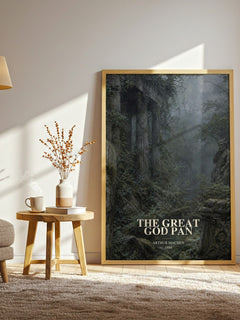 The Great God Pan watercolour print in frame leaning in hallway – horror wall art
