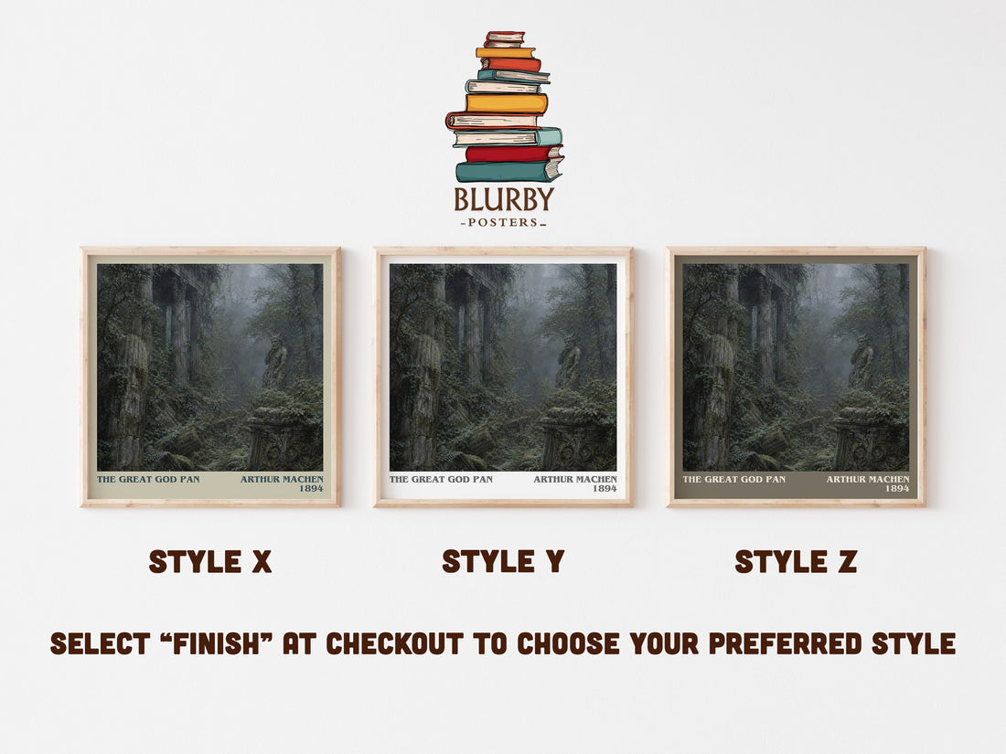 The Great God Pan literary print in frame leaning in hallway – horror wall art (mockup)