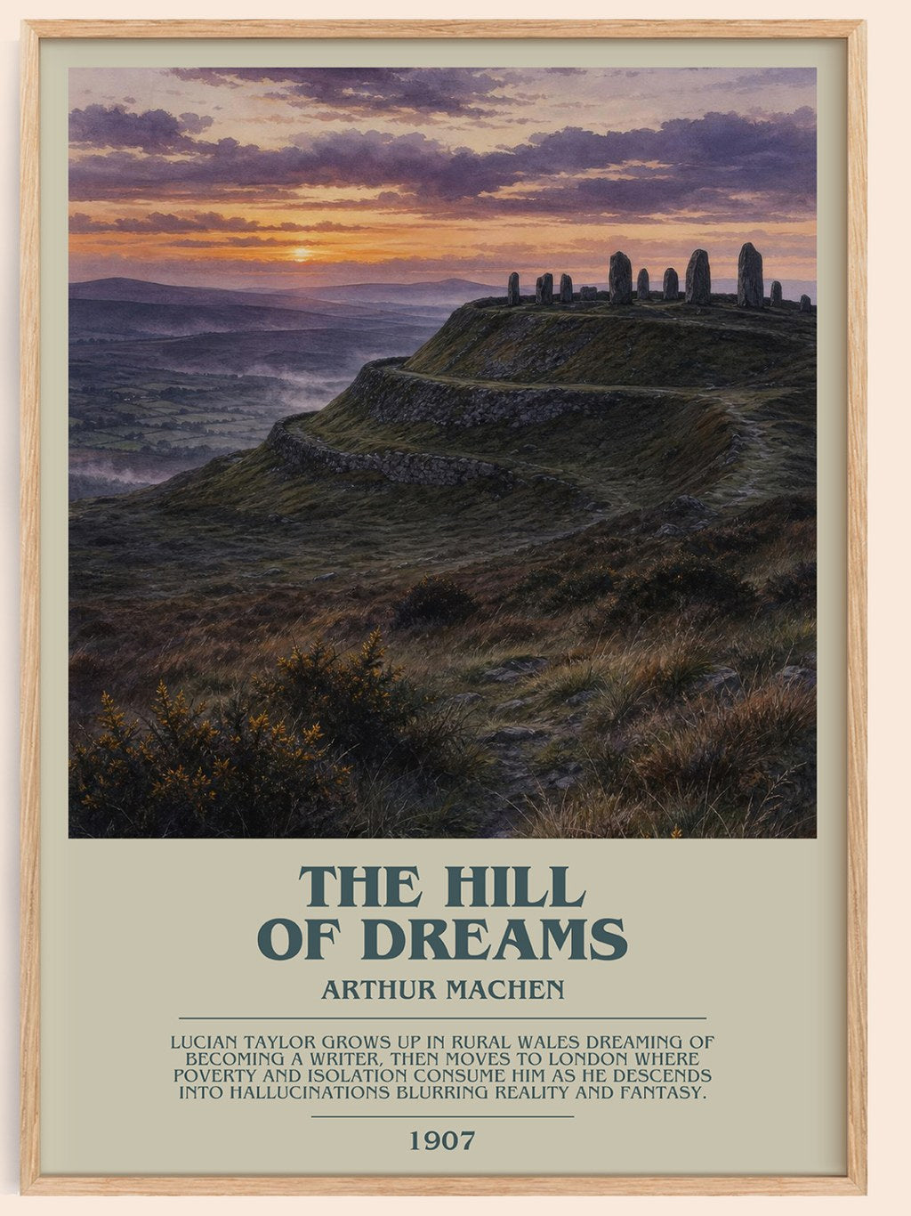 The Hill of Dreams bookish book poster by Arthur Machen – framed literary art print