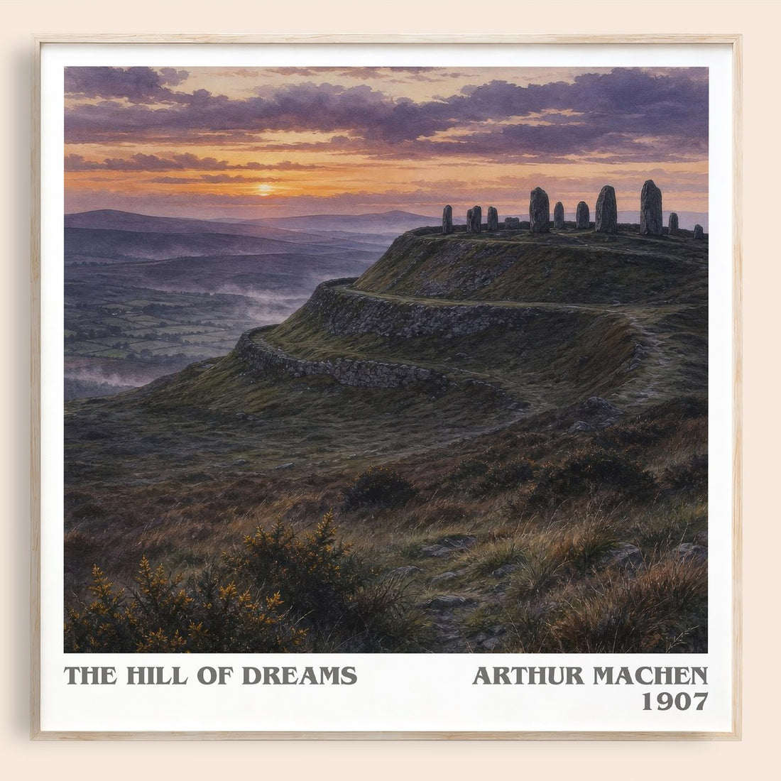 The Hill of Dreams literary book poster by Arthur Machen – framed literary art print