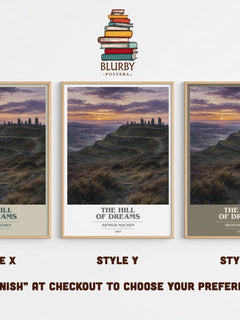 The Hill of Dreams book cover print in frame leaning in hallway – literary fiction wall art