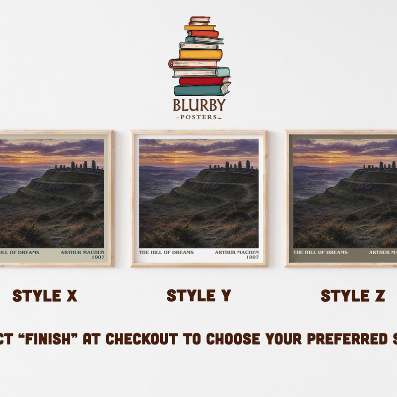 The Hill of Dreams literary print in frame leaning in hallway – literary fiction wall art
