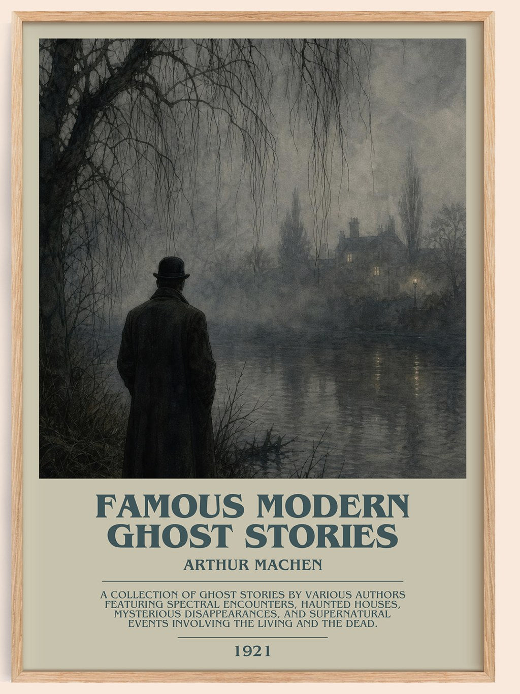Famous Modern Ghost Stories bookish book poster by Arthur Machen – framed literary art print