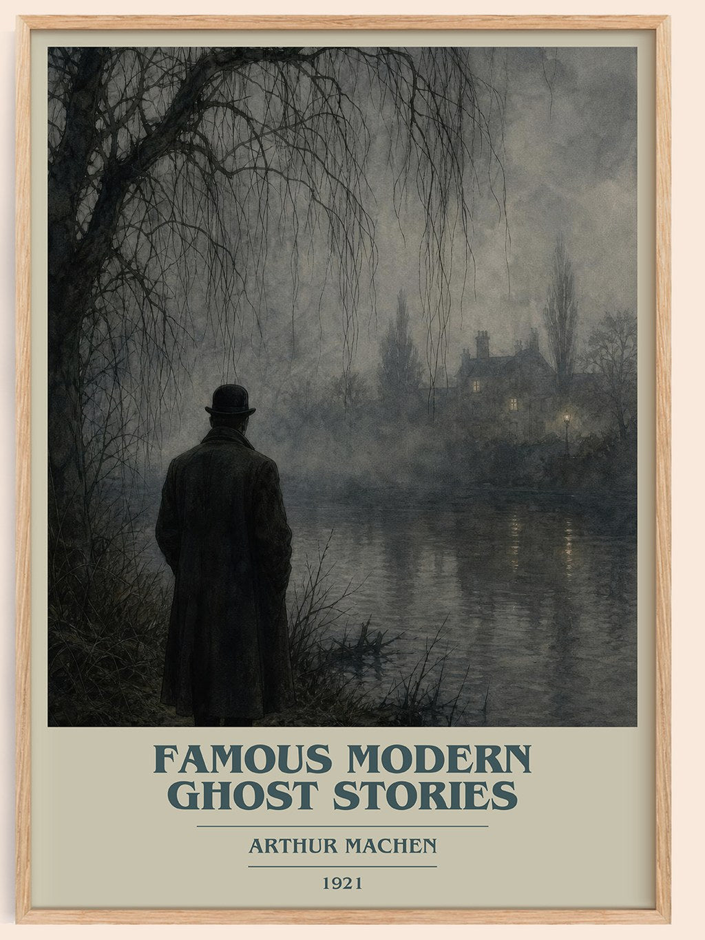 Famous Modern Ghost Stories book cover book poster by Arthur Machen – framed literary art print