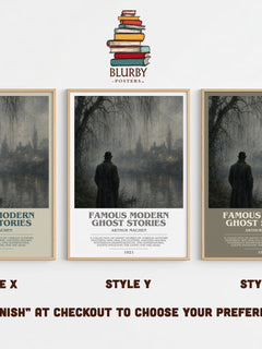 Famous Modern Ghost Stories bookish print in frame leaning in hallway – horror wall art