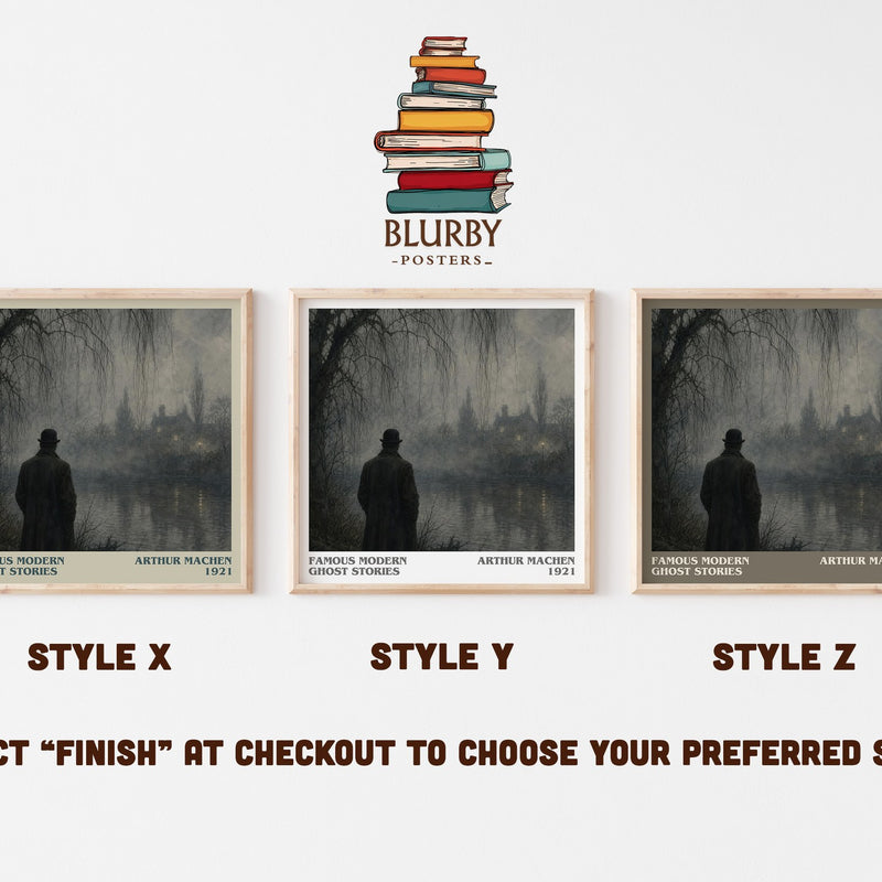 Famous Modern Ghost Stories literary print in frame leaning in hallway – horror wall art