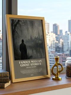 Famous Modern Ghost Stories bookish print framed by window – literary home decor