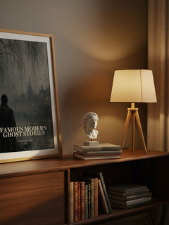 Famous Modern Ghost Stories watercolour print on bookshelf – Arthur Machen fan gift