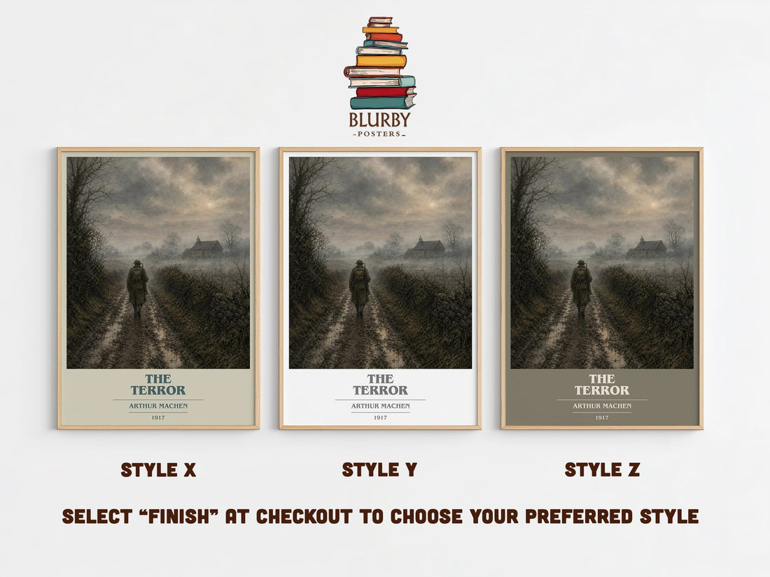 The Terror book cover print in frame leaning in hallway – horror wall art (mockup)