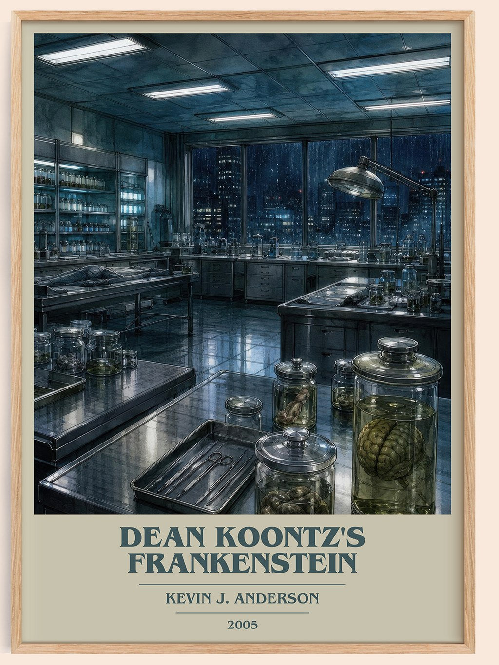 Dean Koontz's Frankenstein book cover book poster by Kevin J. Anderson – framed literary art print