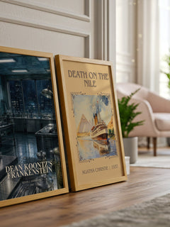 Dean Koontz's Frankenstein watercolour print framed by window – literary home decor