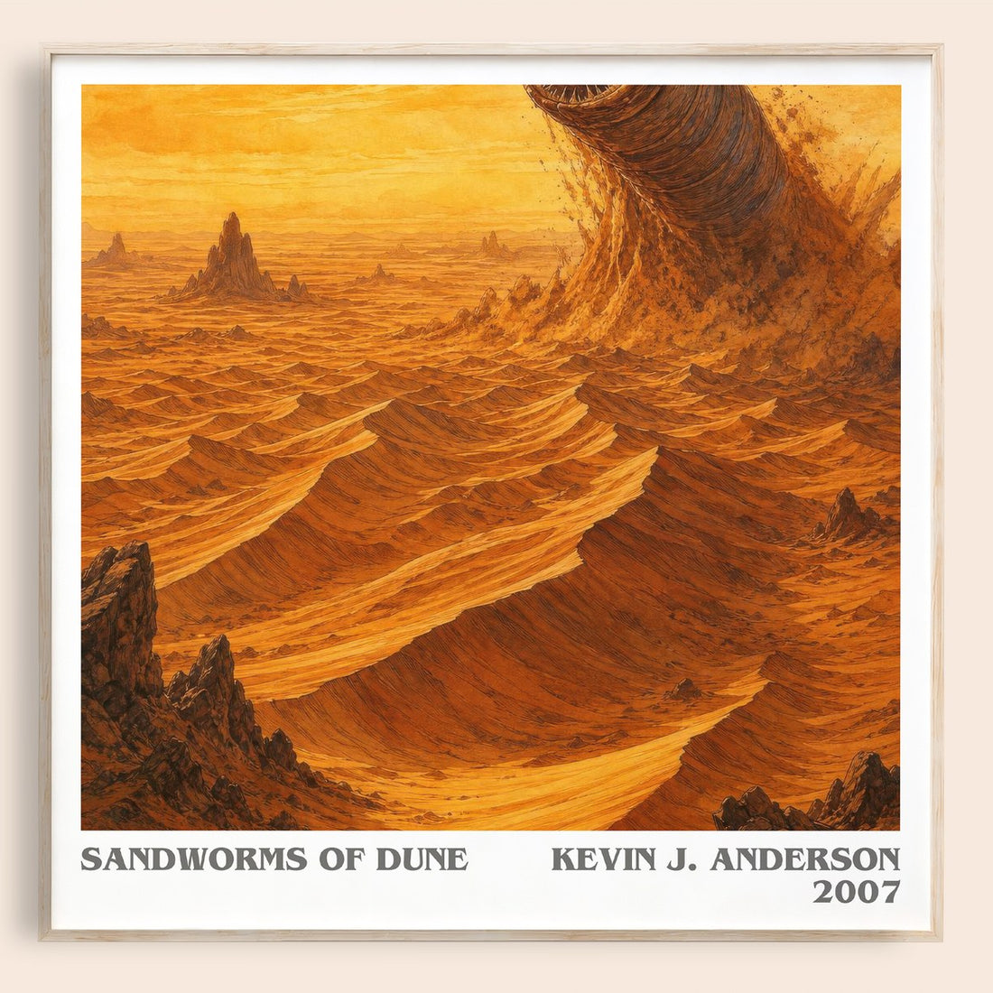 Sandworms of Dune literary book poster by Kevin J. Anderson – framed literary art print