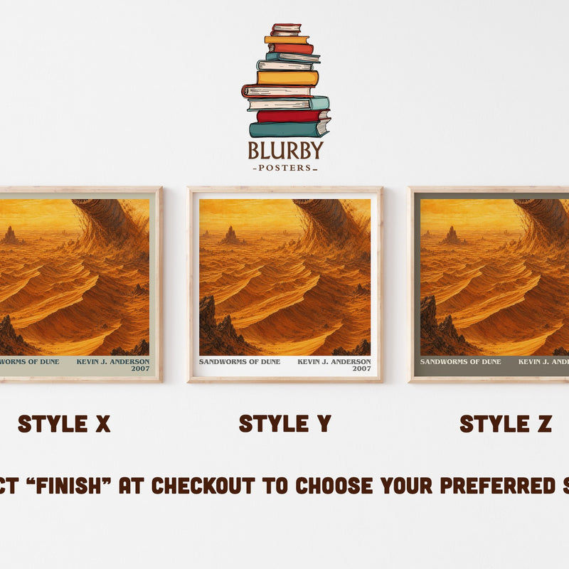 Sandworms of Dune literary print in frame leaning in hallway – sci fi wall art
