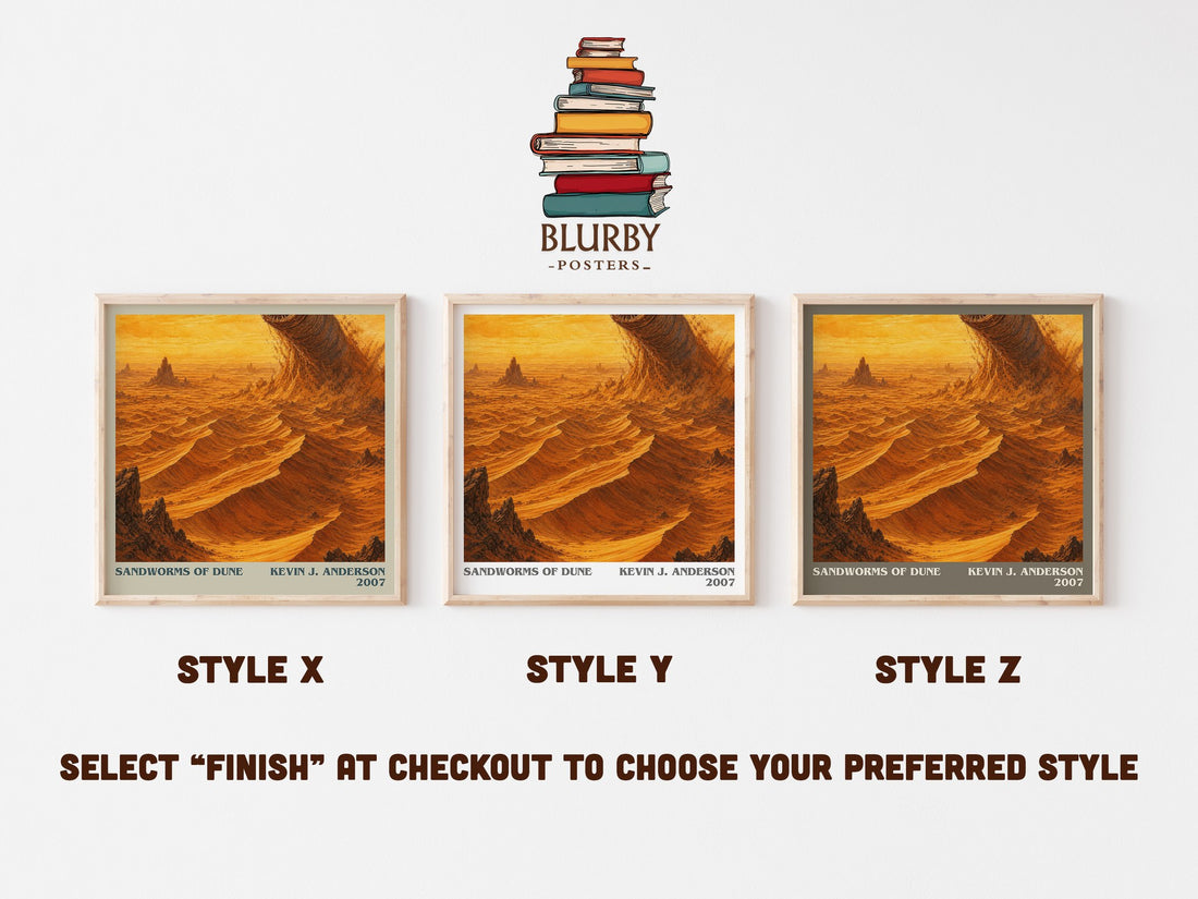Sandworms of Dune literary print in frame leaning in hallway – sci fi wall art (mockup)