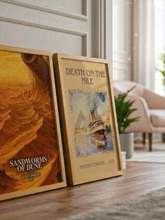 Sandworms of Dune watercolour print framed by window – literary home decor