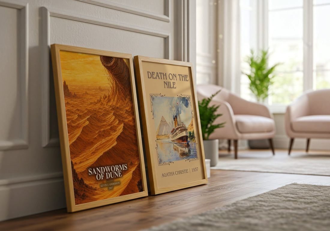 Sandworms of Dune watercolour print framed by window – literary home decor