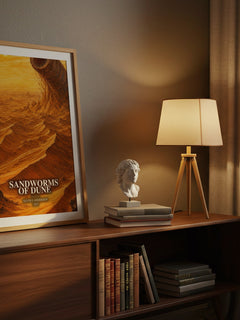 Sandworms of Dune watercolour print on bookshelf – Kevin J. Anderson fan gift