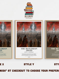 The Butlerian Jihad bookish print in frame leaning in hallway – sci fi wall art