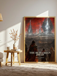 The Butlerian Jihad watercolour print in frame leaning in hallway – sci fi wall art