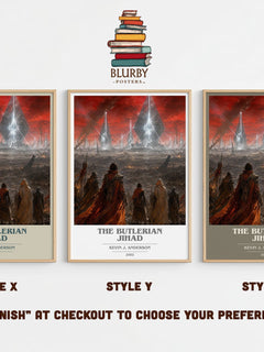 The Butlerian Jihad book cover print in frame leaning in hallway – sci fi wall art