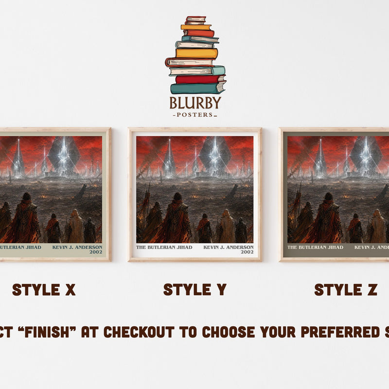 The Butlerian Jihad literary print in frame leaning in hallway – sci fi wall art