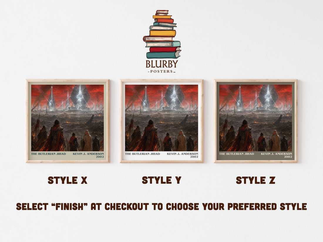 The Butlerian Jihad literary print in frame leaning in hallway – sci fi wall art (mockup)