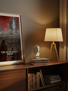 The Butlerian Jihad watercolour print on bookshelf – Kevin J. Anderson fan gift