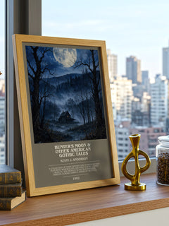 Hunter's Moon & Other American Gothic Tales bookish print framed by window – literary home decor