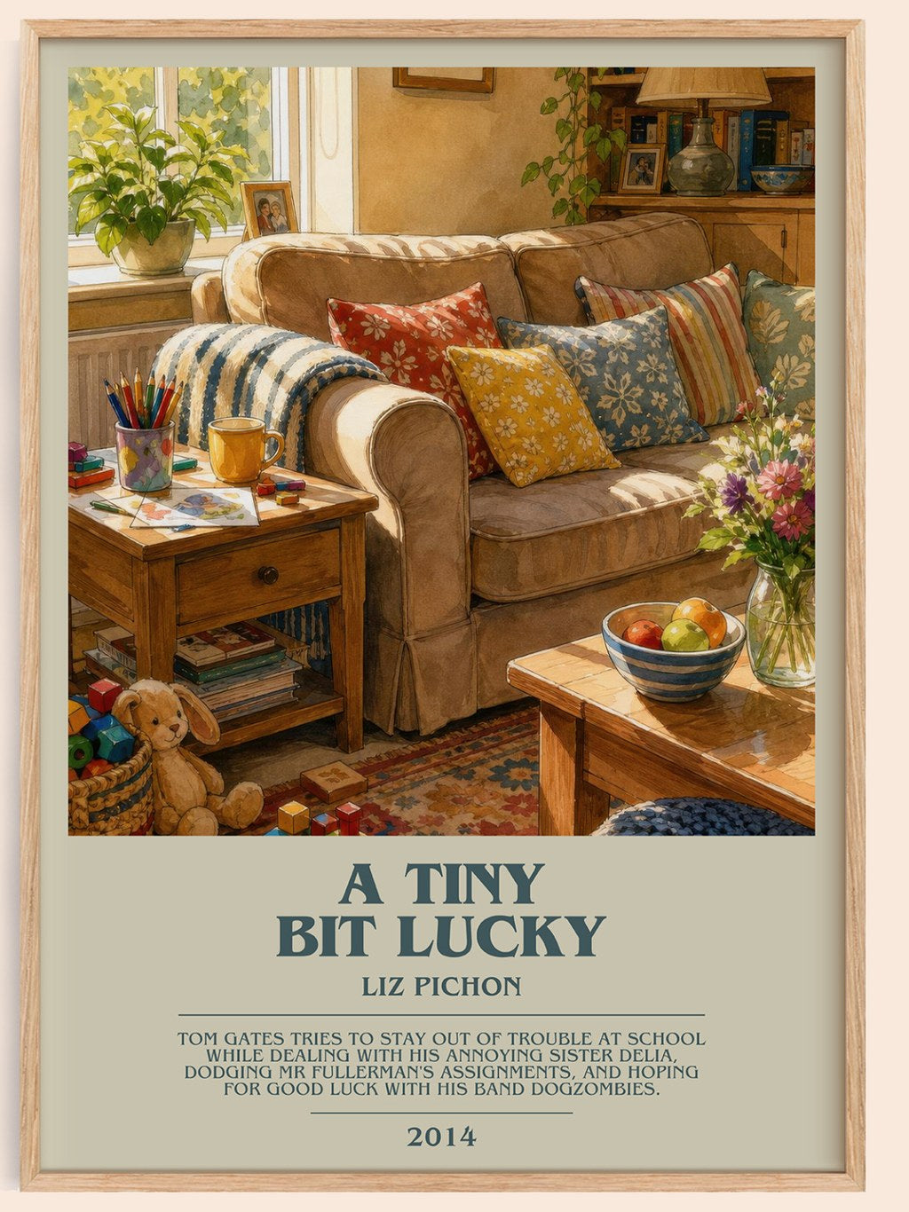 A Tiny Bit Lucky bookish book poster by Liz Pichon – framed literary art print