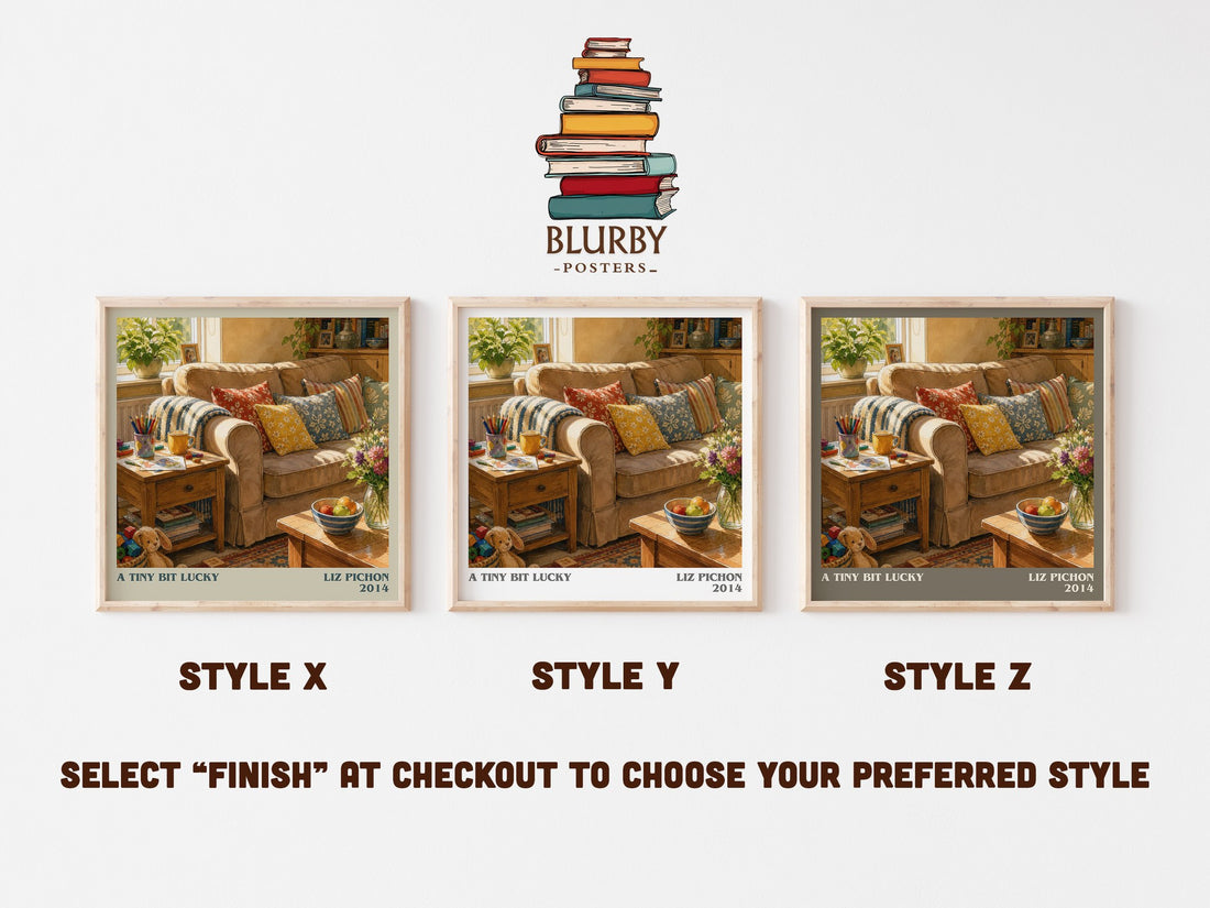 A Tiny Bit Lucky literary print in frame leaning in hallway – childrens wall art (mockup)