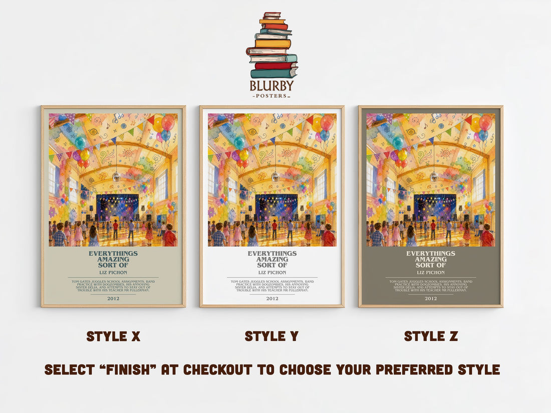 Everythings Amazing Sort Of bookish print in frame leaning in hallway – childrens wall art (mockup)