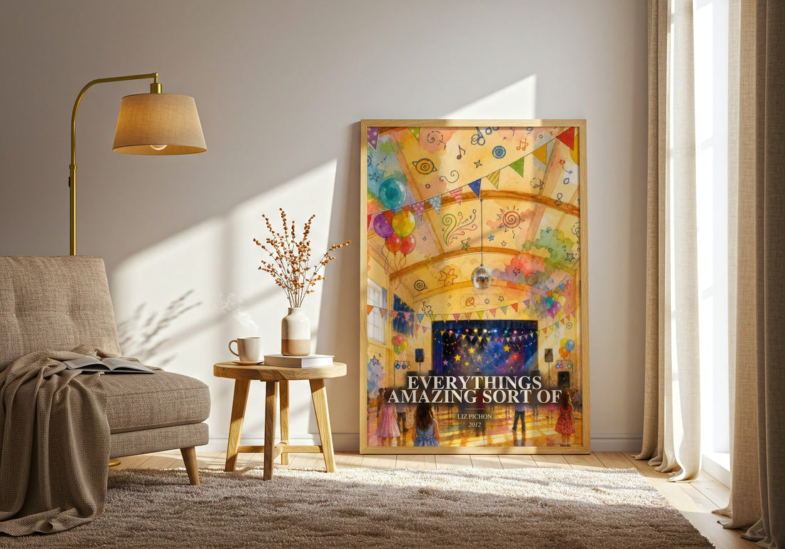 Everythings Amazing Sort Of watercolour print in frame leaning in hallway – childrens wall art