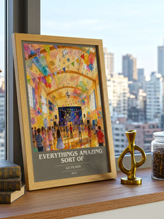 Everythings Amazing Sort Of book cover print framed by window – literary home decor