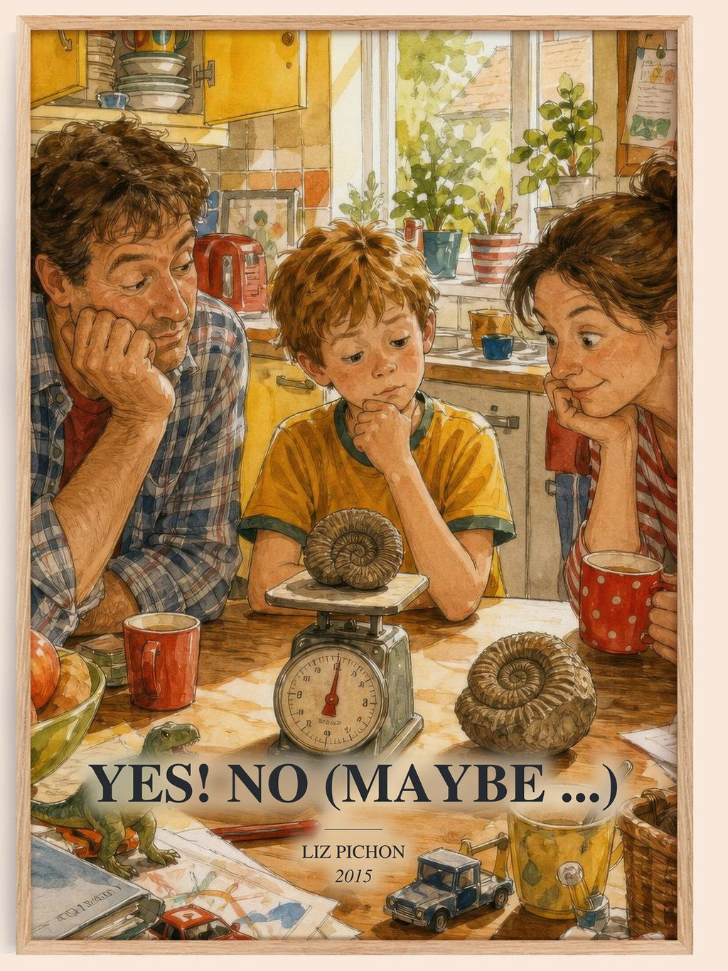 Yes! no (maybe ...) watercolour book poster by Liz Pichon – framed literary art print