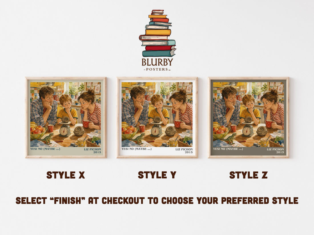 Yes! no (maybe ...) literary print in frame leaning in hallway – childrens wall art (mockup)
