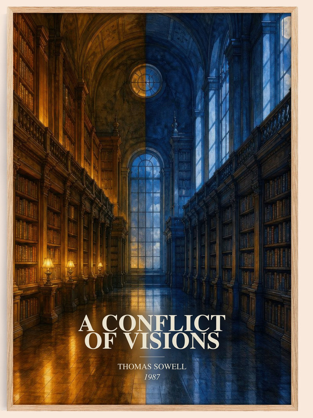 A conflict of visions watercolour book poster by Thomas Sowell – framed literary art print