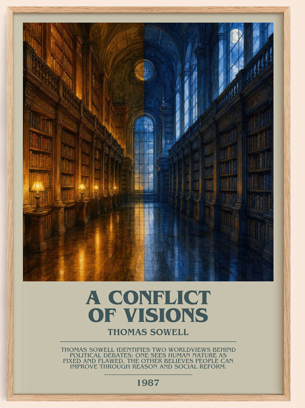 A conflict of visions bookish book poster by Thomas Sowell – framed literary art print