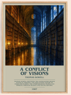 A conflict of visions bookish book poster by Thomas Sowell – framed literary art print