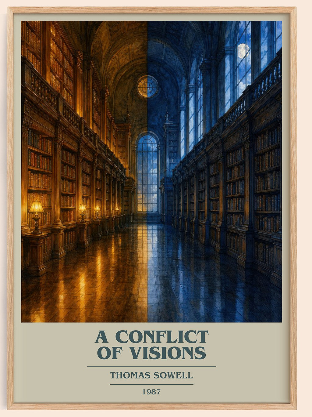 A conflict of visions book cover book poster by Thomas Sowell – framed literary art print