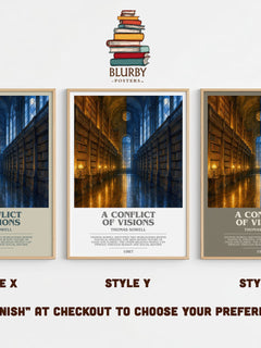 A conflict of visions bookish print in frame leaning in hallway – philosophy wall art
