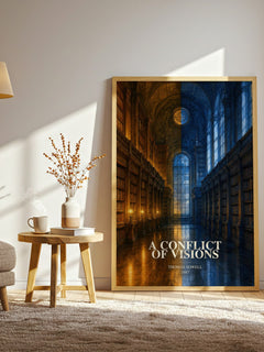 A conflict of visions watercolour print in frame leaning in hallway – philosophy wall art