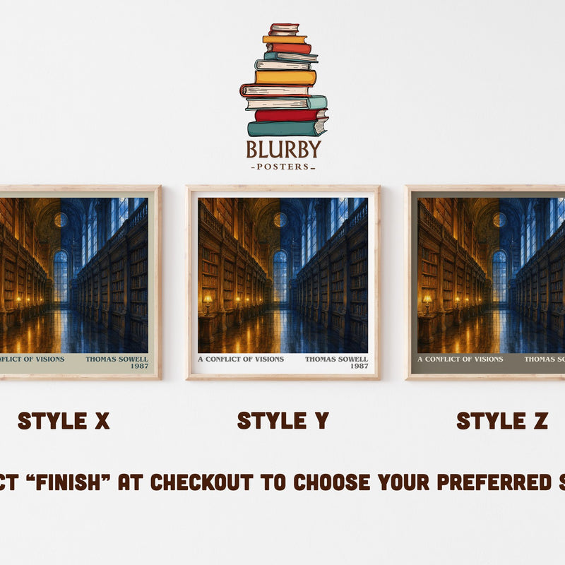 A conflict of visions literary print in frame leaning in hallway – philosophy wall art