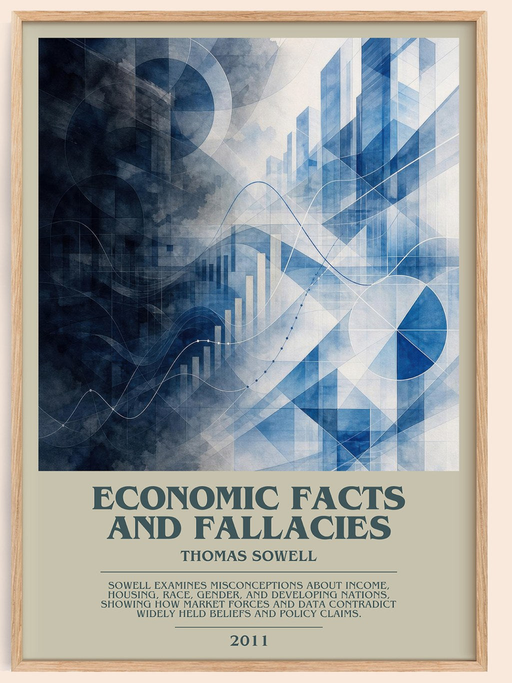 Economic Facts and Fallacies bookish book poster by Thomas Sowell – framed literary art print