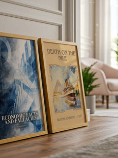 Economic Facts and Fallacies watercolour print framed by window – literary home decor