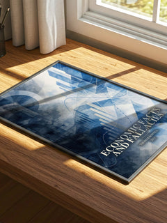Economic Facts and Fallacies watercolour book poster framed on wall – non fiction wall art
